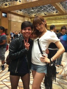 Member of team Evil Geniuses, Ricky Ortiz (left) and model and TV personality Sato Kayo (right). Both are transgender females who are passionate about arcade fighting games.