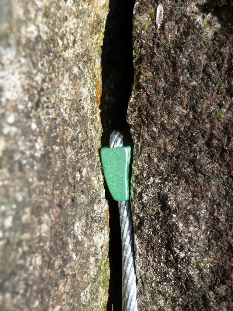 A nut in place in a rock crack