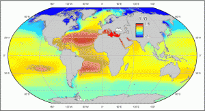 Sea surface water oxygen isoscape.