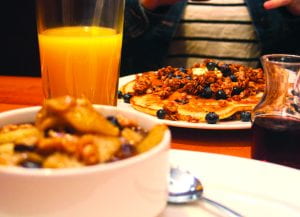 Pictured are Blueberry Granola Pancakes and The Granny’s Oatmeal. The Bluebird is located on West Main Street in downtown Stanford.