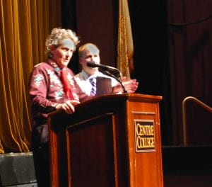 First-year book author Temple Grandin at her speech in Newlin on Thursday, Sept. 12.
