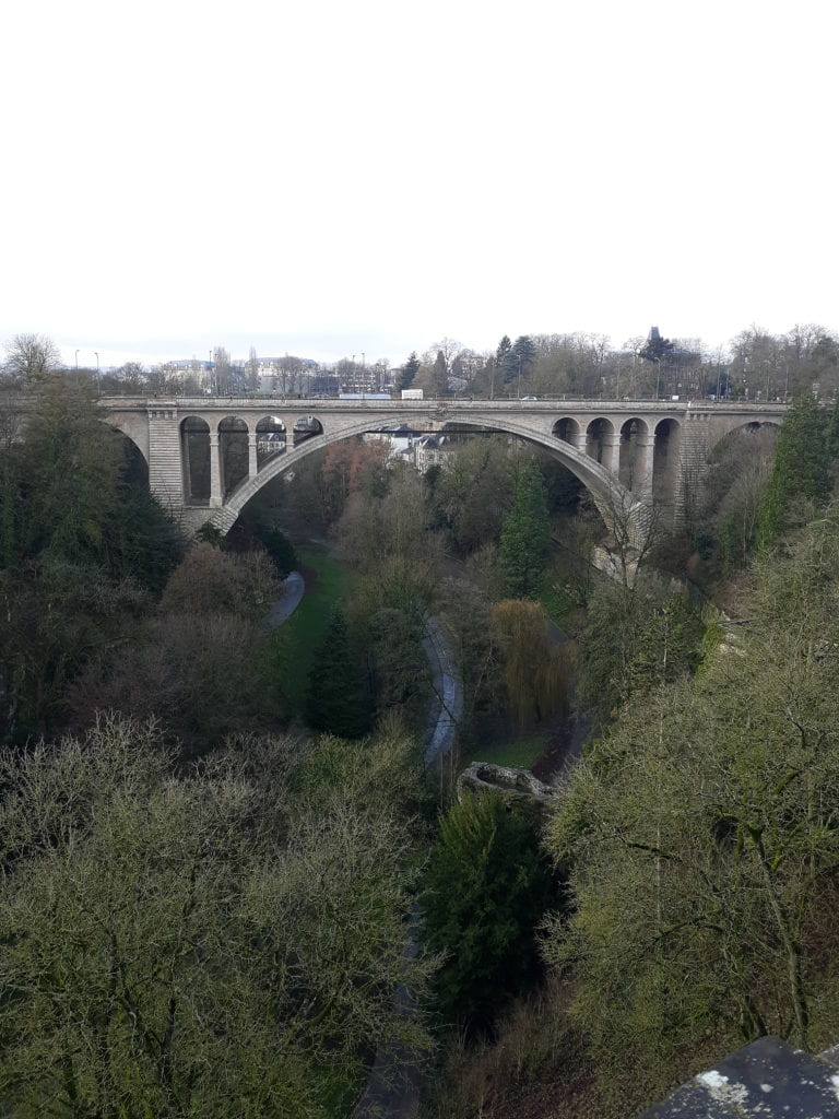 The Adolphe Bridge on an overcast day