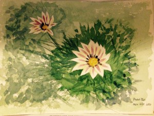my first serious watercolor painted under the guidance of my friendship partner 90-year-old Ms. Dorothy
