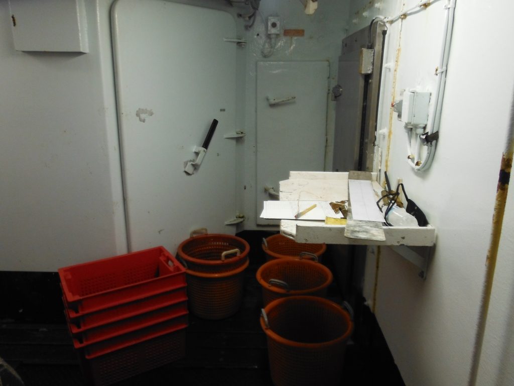 Lindsey collects samples in these baskets and performs her data collecting at this station.