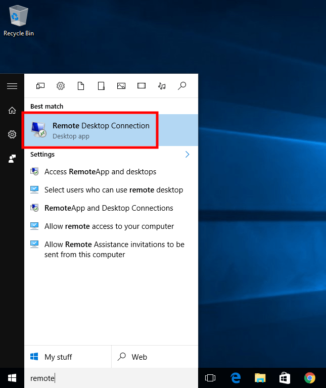 Remote desktop connection