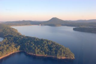 Lake Maumelle with intake of water treatment plant.