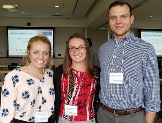 Sarah Ramey, from left, Samantha Mohler and Cory Butts all won their categories in the student research competition.