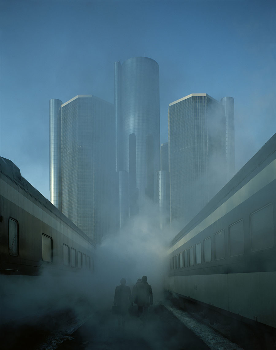 In 1979, the Museum of Modern Art chose an image taken by Tim Hursley to use on the materials for an architecture exhibit, “Transformations in Modern Architecture.” The image is of the Renaissance Center in Detroit, designed by the architect John Portman.