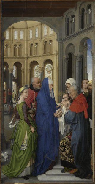 Painting of Mary presenting the infant Jesus in the temple.