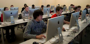 students at computers