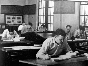 an old photo of students in a classroom