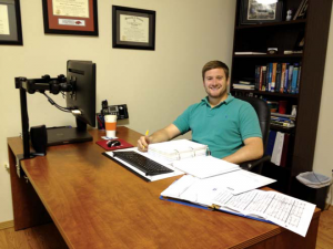 a young man in an office