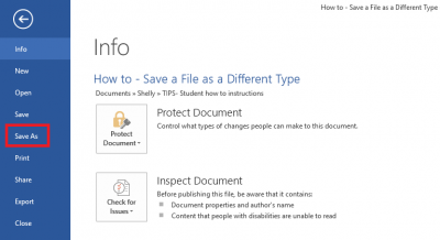 click save as in word