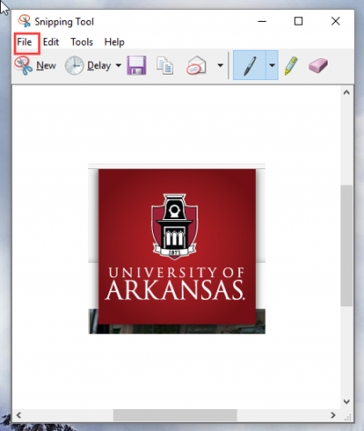 snipping tool file tab