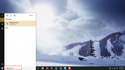 type snipping tool in menu bar