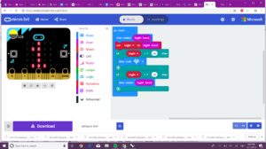 Block code for debugging light intensity