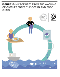 Figure: Microfibres from the washing of clothes enter the ocean and food chain