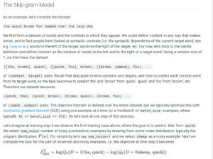 skip gram model, used by tensorflow