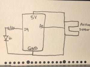 Hand Drawn Circuit Schematic Moisture Sensor LED Mapping