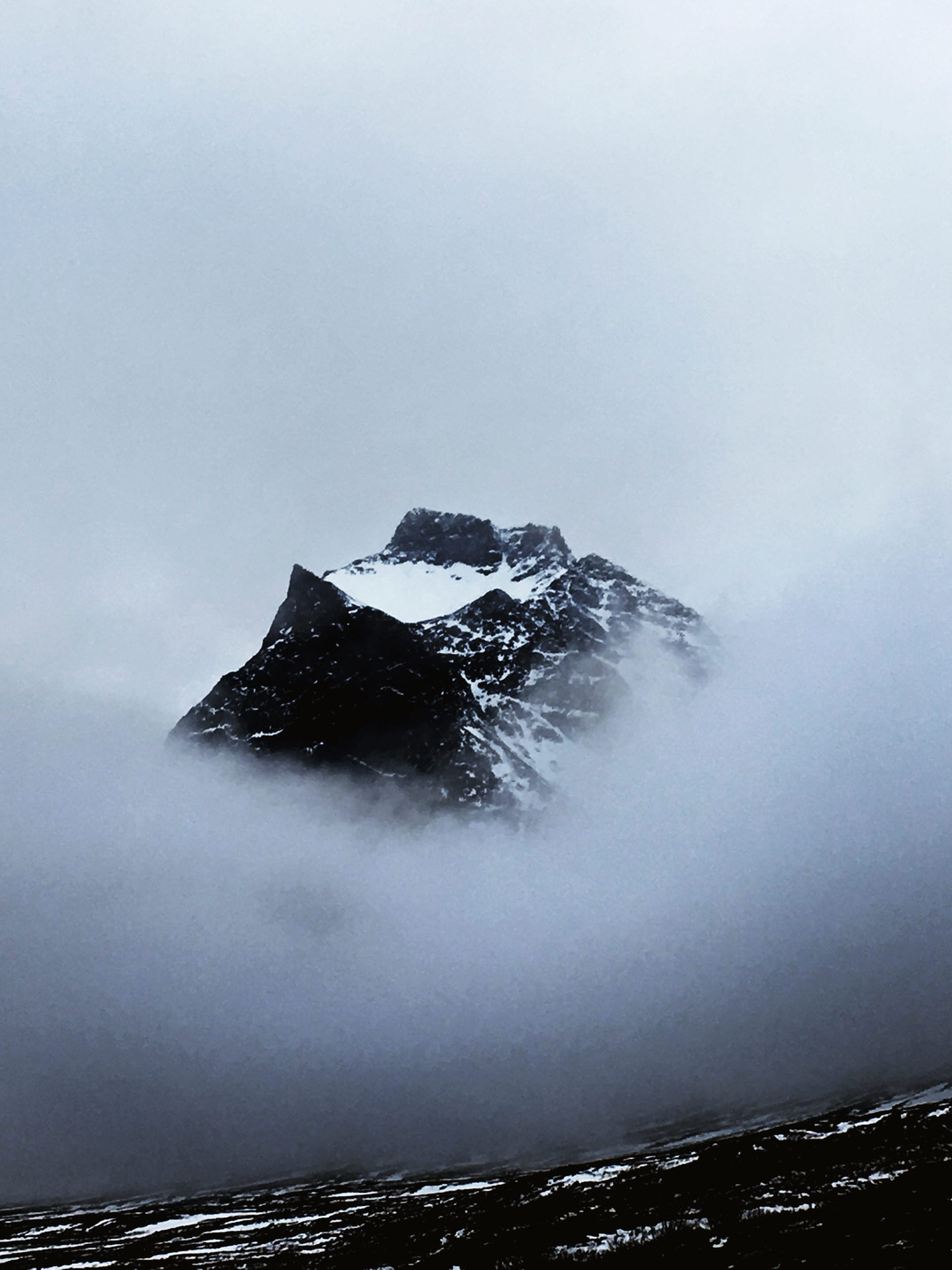 mountain in mist