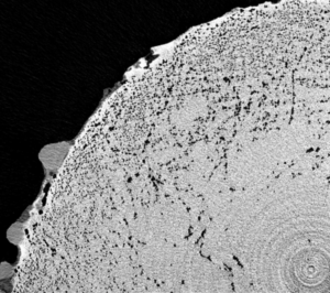 Porosity at the circumference of Excellent bonding between fibers individual bars