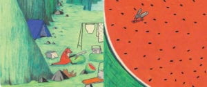 ilustración de insecto y sandia