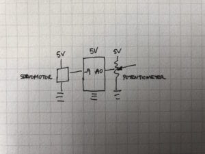 Schematic Diagram for microcontroller and potentiometer on Arduino