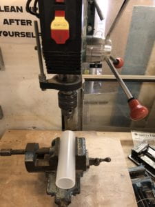 Fabrication of wind chimes - Drill Press