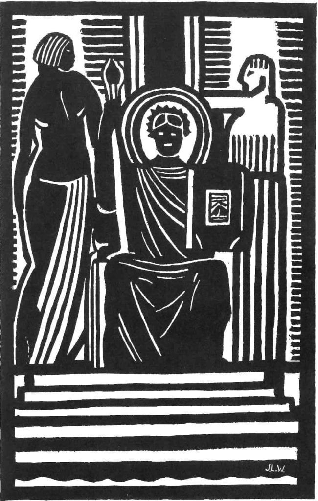 Figure 4. James L. Wells, Ethiopia at the Bar of Justice, 1928, linoleum cut print.