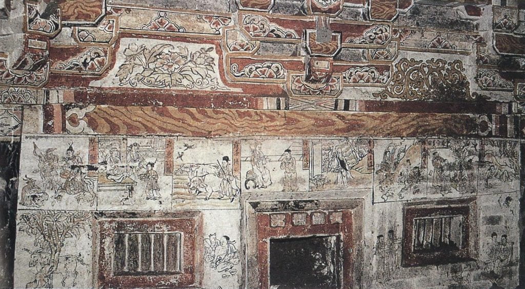 Figure 2. Filial piety stories, 1174 CE. Western walls of the Changzi tomb, Shanxi. From “Shanxi Changzi xian Xiaoguan cun Jindai jinian bihuamu,” Wenwu, no. 10 (2008), 63, fig. 6.