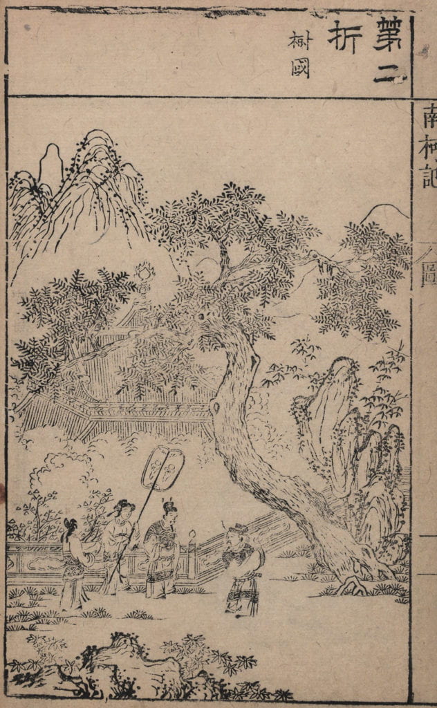 Figure 4. Image of a pagoda tree in the Record of Southern Bough, Wanli’s reign, Ming dynasty. National Central Library.