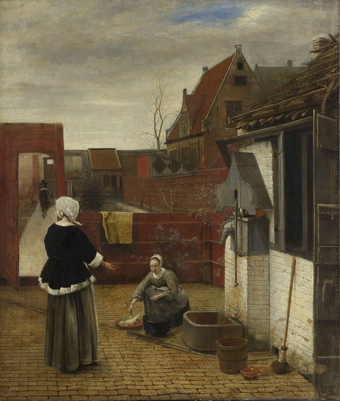 Figure 4. Pieter De Hooch, Woman and Her Maid in a Courtyard, 1660, oil on canvas, 29 x 24 5/8 in. (73.7 x 62.6 cm). National Gallery of Art, London.