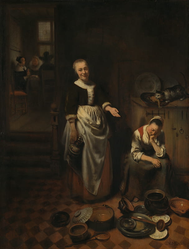 Figure 8. Nicolaes Maes, The Idle Servant, 1655, oil on oak, 27 9/16 x 21 in. (70 x 53.3 cm). National Gallery, London.