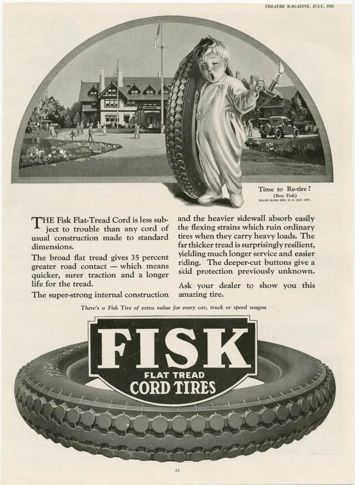 An old magazine advertisement for tires.