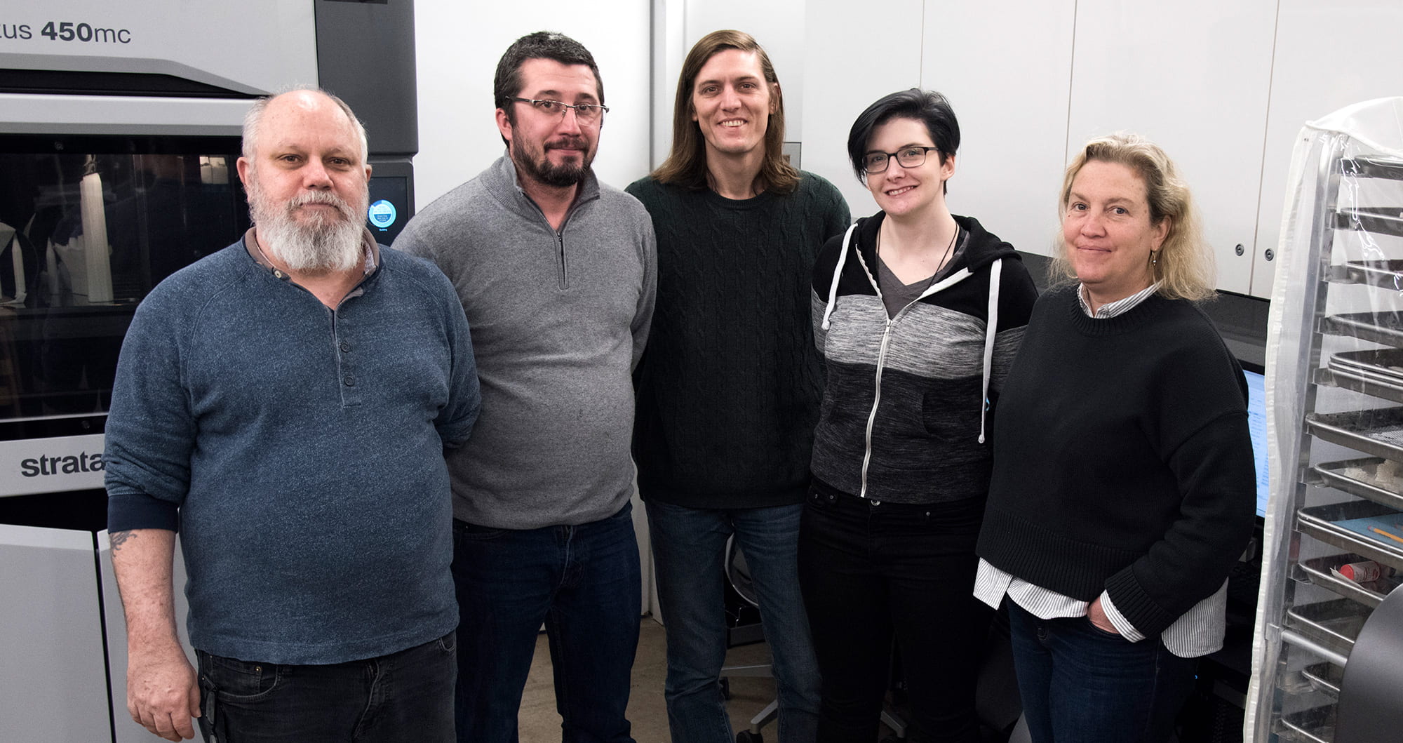 The LaGuardia Studio team: Taylor Absher, Andrew Buckland, Taylor Shields, Dhemerae Ford, and Shelly Smith.