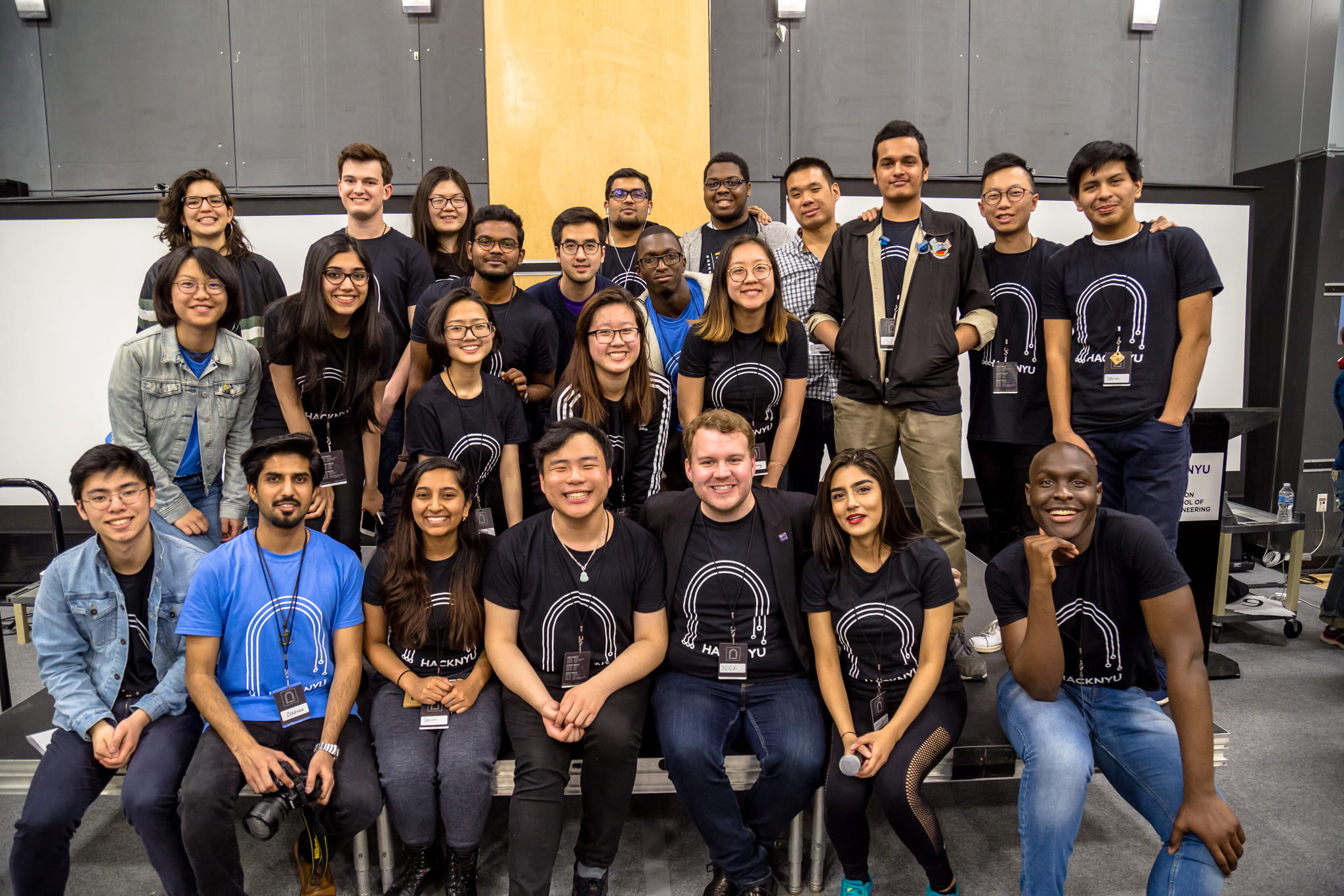 group photo of HackNYU volunteers and organizers