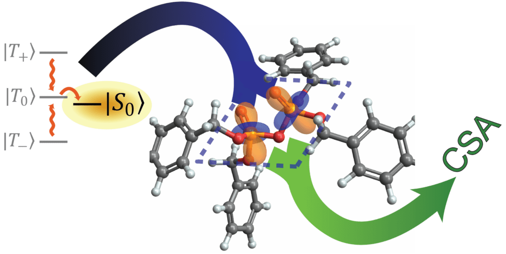 Figure illustrating chemical shift anisotropy tensors for tetrabenzyl pyrophosphate