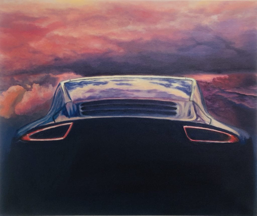 Painting of back of car.