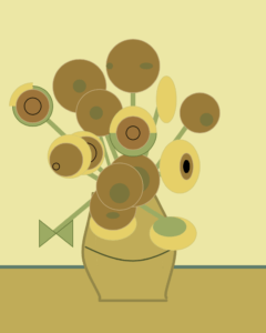 sunflowers in a vase, made with p5.js