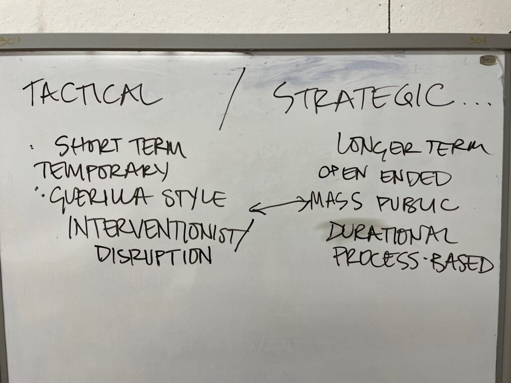 Whiteboard with writing - Tactical / Strategic