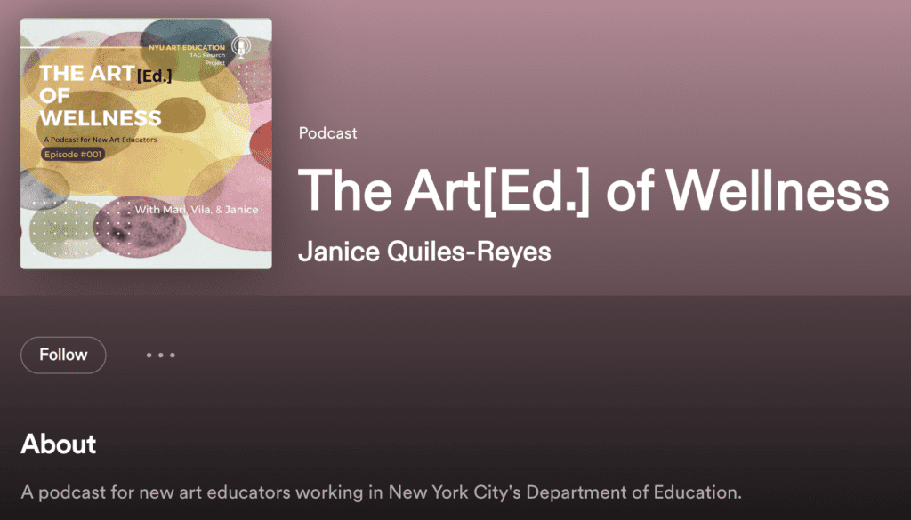 Screenshot of Spotify page featuring the Art[Ed] of Wellness podcast with abstract visual.