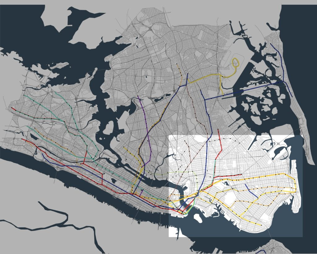 Matching Area From the Present NYC Metro Vector Map