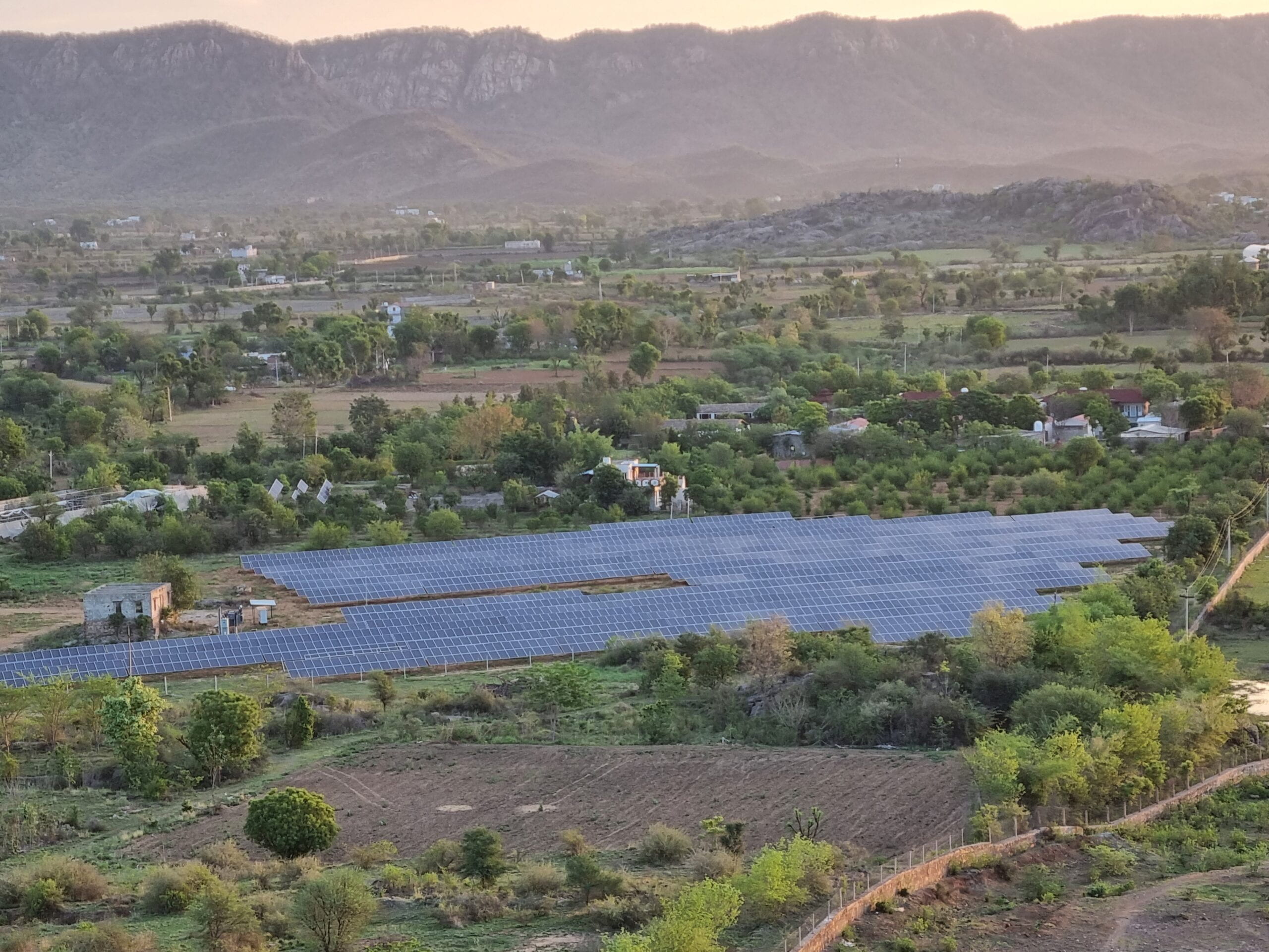 Image of solar power plant providing electricity to a village in rural India