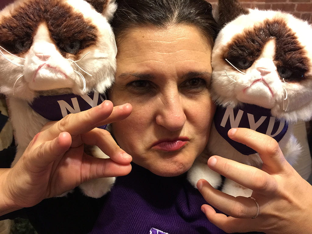 Janna Sweenie with NYU Grumpy Cat!