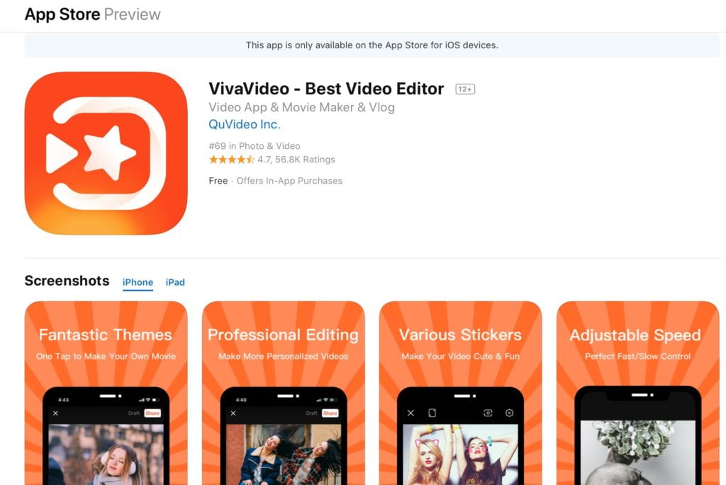 VivaVideo - Best Video Editor (* they say it’s the "best in their title.")