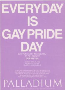 Sign from 1986 that reads "Every Day is Gay Pride Day"