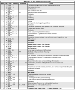 MFE1 Spring 2020 Tentative Calendar