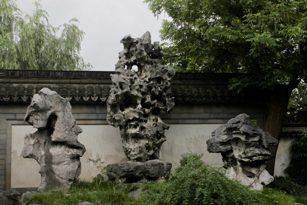 rock statues in garden