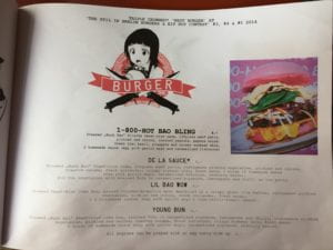 Vietnamese burger menu