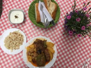 dishes of food on a table